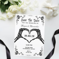 Black and white gothic skeleton photo wedding