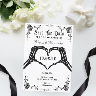 Black and white gothic skeleton photo wedding  save the date