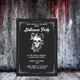 black and white gothic spooky halloween invitation
