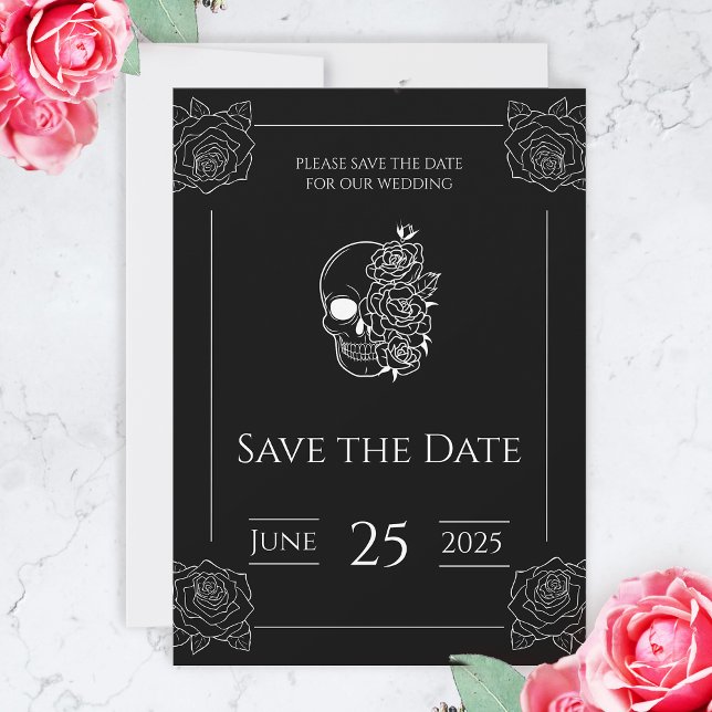 Black And White Gothic Wedding Save the Date (Black And White Tattoo Gothic Wedding Save the Date)