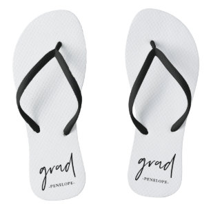 Black and White Grad Typography and Name Jandals