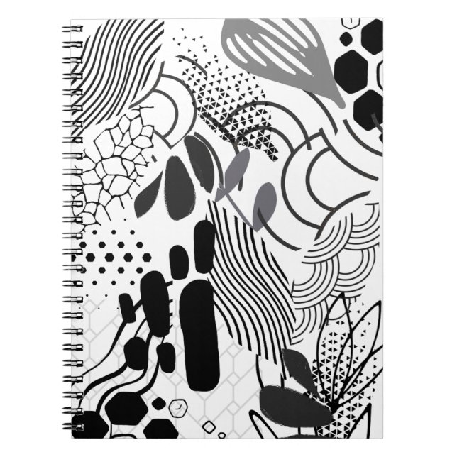 Black and white & gradient abstract graphic note notebook (Front)
