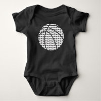 Black and White Gradient Basketball Baby Bodysuit