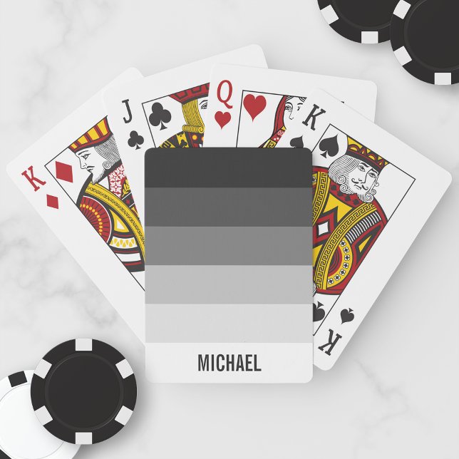Black and White Gradient Stripes with Name Playing Cards (Creator Uploaded)