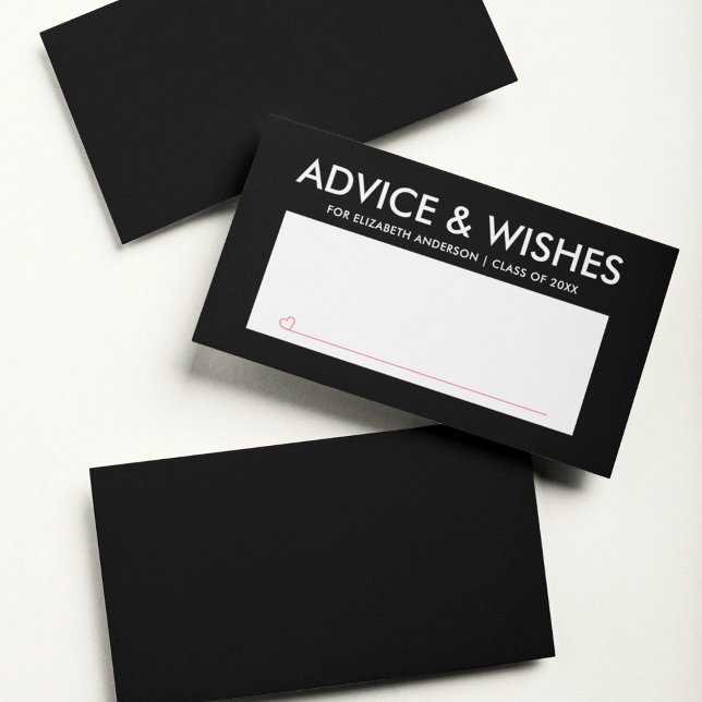 Black and White Graduate Student Graduation Party Advice Card (Creator Uploaded)
