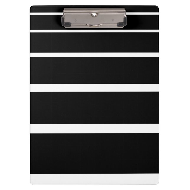 Black and White Graduated Stripes Clipboard (Front)