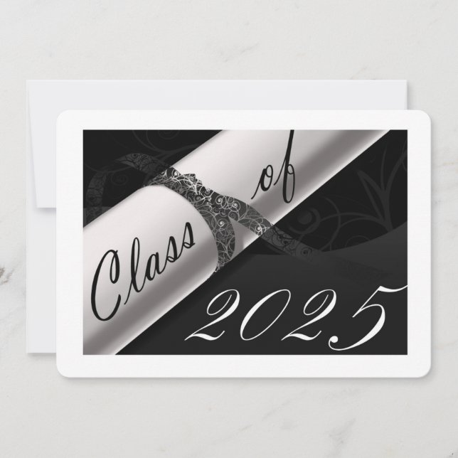 Black and White Graduation Announcement (Front)