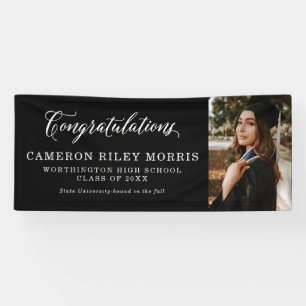 Black and white graduation banner
