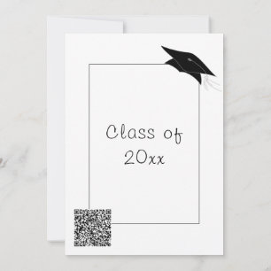 Black and White Graduation Invitation with QR Code
