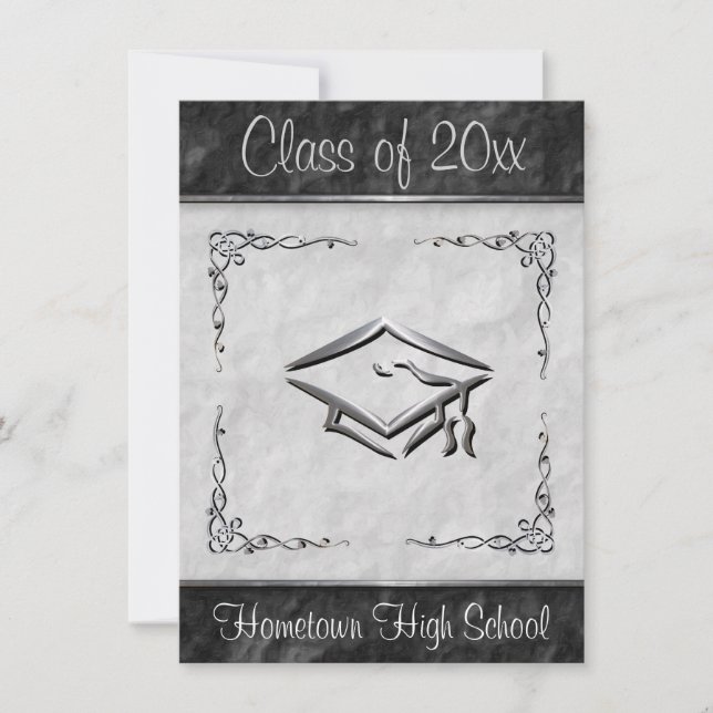 Black and White Graduation Invitations (Front)