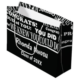 Black and White Graduation Large Gift Bag