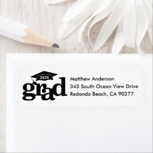 Black and White Graduation Modern Type Cap Address