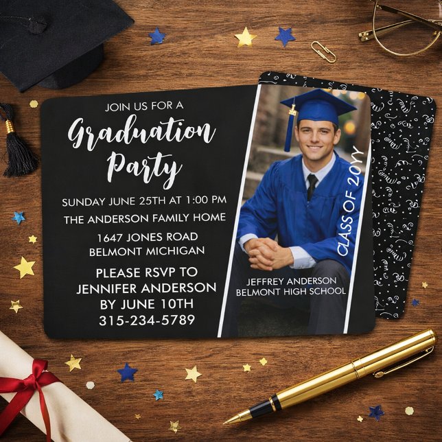 Black and White Graduation Party Invitation (Creator Uploaded)