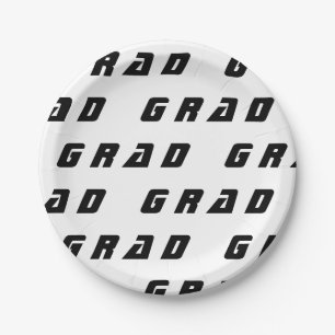 Black and White Graduation Party Paper Plate