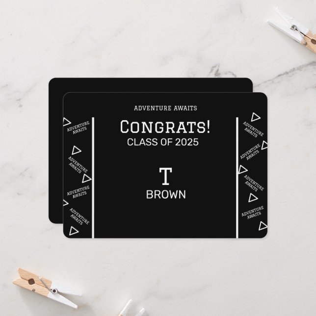 Black and White Graduation Personalised Invitation (Front/Back In Situ)