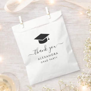 Black and White Graduation Thank You Favour Bags