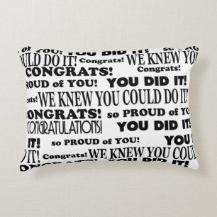 Black and White  Graduation Word Art Throw Pillow