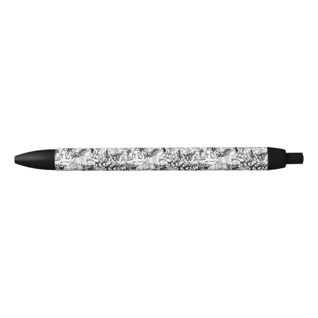 Black and White Graffiti Abstract Collage Ink Pen (Front)