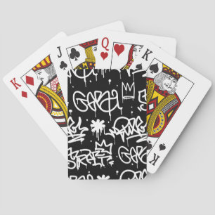 Black and White Graffiti pattern Playing Cards