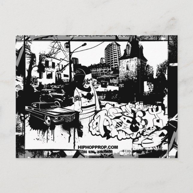 Black and White Graffiti Postcard (Front)