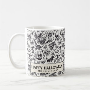 Black and White Graffiti Style Skulls Halloween Coffee Mug