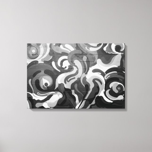 Black and White Graffiti Swirl Pattern in San Fran Canvas Print (Front)
