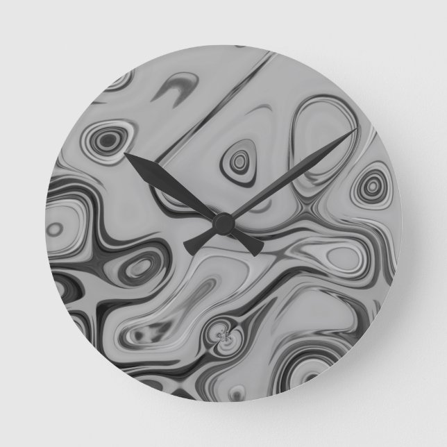 Black and White Granite Marble Colour Art Design Round Clock (Front)