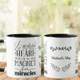 black and white, Grateful Heart Mug