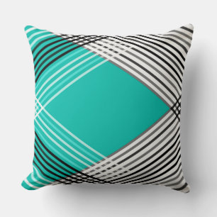 Black and white , gray  geometric pattern, mint cushion