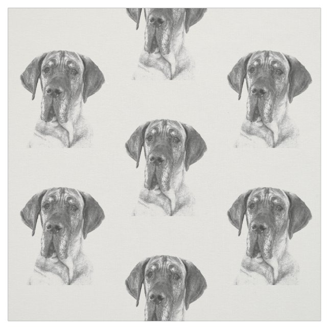 Black and White Great Dane Fabric (Swatch)