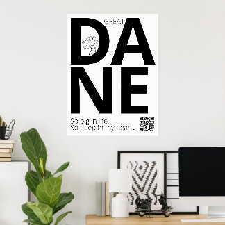 Black and White Great Dane Minimal Poster