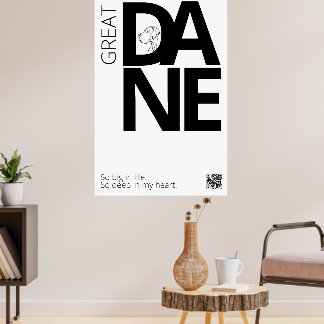 Black and White Great Dane Minimal Poster