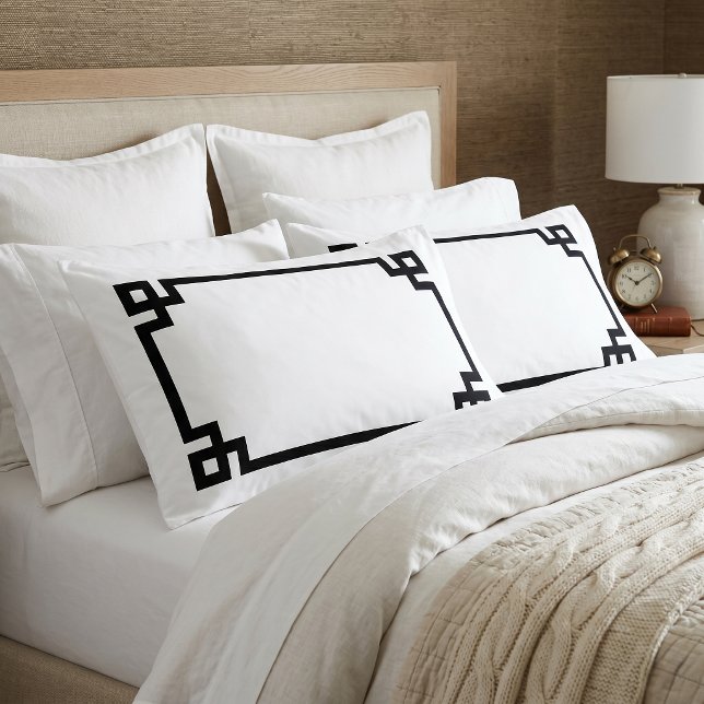 Black and White Greek Key Border King Size Pillowcase (Creator Uploaded)