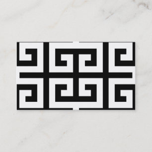 Black and White Greek Key Business Card