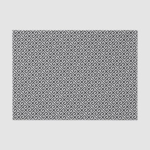 Black and White Greek Key Diagonal Pattern Tissue Paper
