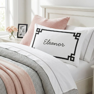 Black and White Greek Key Monogram Standard Pillowcase