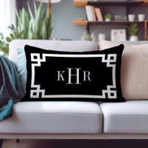 Black and White Greek Key | Monogrammed