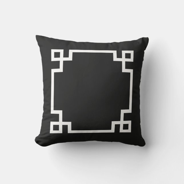 Black and White Greek Key Outdoor Cushion (Front)