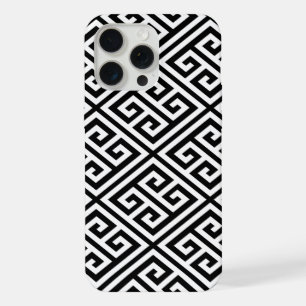 Black and White Greek Key Pattern iPhone 15 Pro Max Case