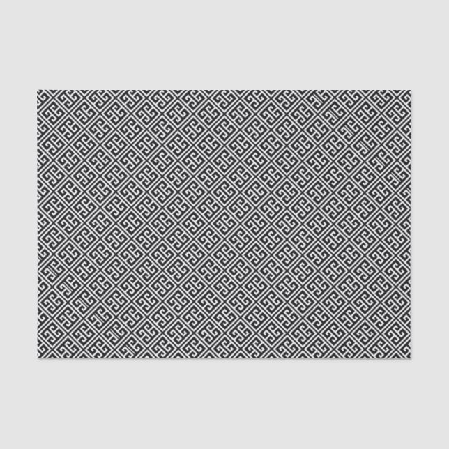 Black and White Greek Key Pattern Tissue Paper (Front)