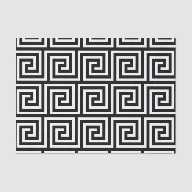 Black and White Greek Key Pattern Tissue Paper (Front)