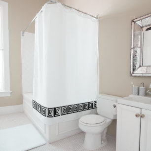 Black and White Greek Key Shower Curtain