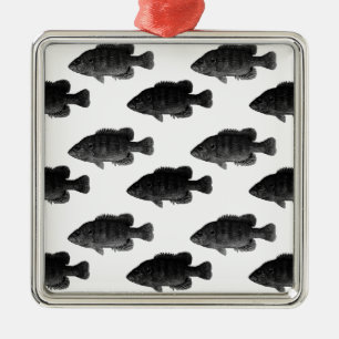 Black and White Green Sunfish Metal Tree Decoration