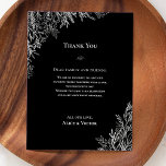 Black and White Greenery Reception Thank You Card<br><div class="desc">This Black and White Greenery Reception Thank You Card design offers a classic combination of simple minimalist typography with a neutral black and white colour story and chic line art greenery. The moody leaf silhouette embellishments are artfully arranged to create a beautiful flowing shape that sets off the polished geometric...</div>