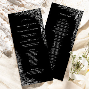 Black and White Greenery Wedding Flat Programme