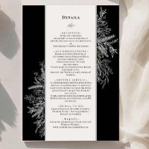 Black and White Greenery Wedding Monogram Details Enclosure Card