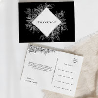 Black and White Greenery Wedding Thank You