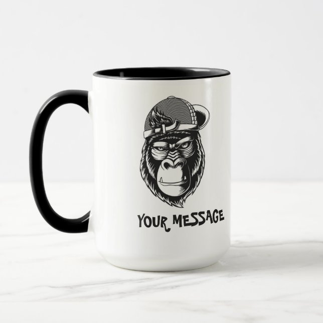 Black and white Grey Ape  Mug (Left)