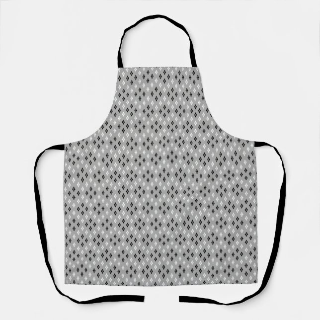 black and white grey geometric fine pattern apron (Front)
