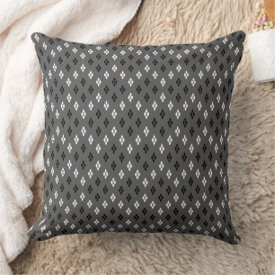 black and white grey geometric fine pattern cushion